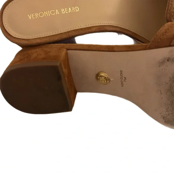 Veronica Beard Annette Suede Medallion Mule Sandals - Picture 2 of 5